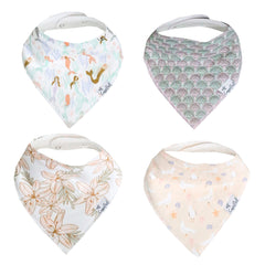 Baby Bandana Drool Bibs for Drooling and Teething 4 Pack Gift Set “Coral” by Copper Pearl X-Small