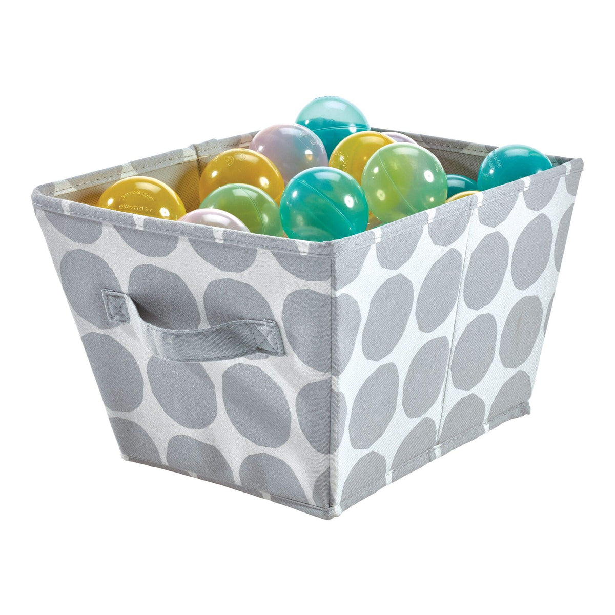 iDesign Dot Fabric Storage Bin, Angled Medium Basket Container with Dual Side Handles for Closet, Bedroom, Toys, Nursery - Gray
