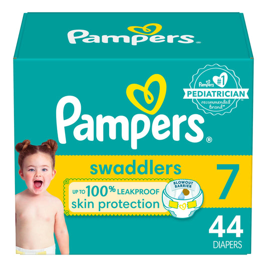 Pampers, Swaddlers Diapers, Ultra Absorbent Disposable Infant DiaperSize 7 (18.6+ kg), 44 Count
