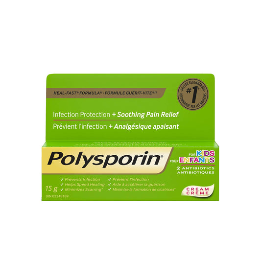 Polysporin® for Kids Cream, Antibiotic Cream for First Aid Care of Minor Burns and Cuts, 15g