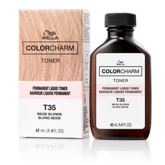 COLORCHARM Permanent Liquid Toners| Neutralize Brass| Free of Parabens| Vegan| T35 Beige Blonde| 1.4 Fl oz.
