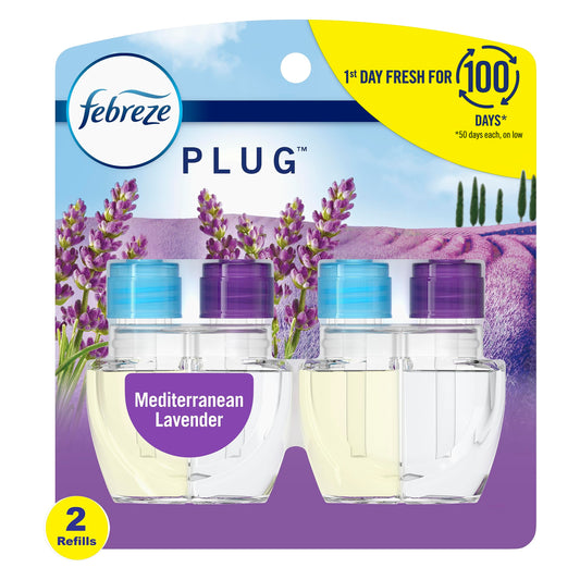 Febreze Plug In Air Fresher Scented Oil Refill, Odor Eliminator, Mediterranian Lavender, 52 mL