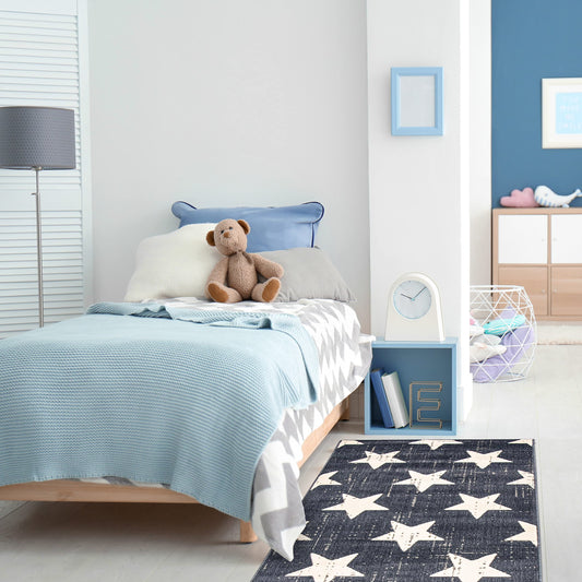 eCarpetGallery Nursery Area Rug Kids Play Room Carpet, 2'8" x 4'11", Navy, 351478