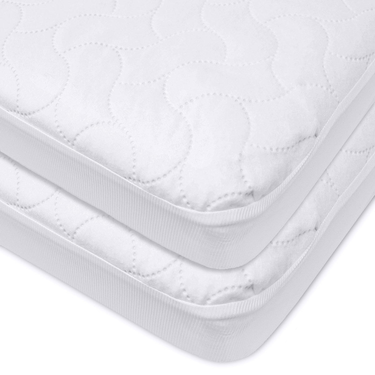 American Baby Company Waterproof Fitted Quilted Crib and Toddler Protective Pad Cover, (2 Pack)White