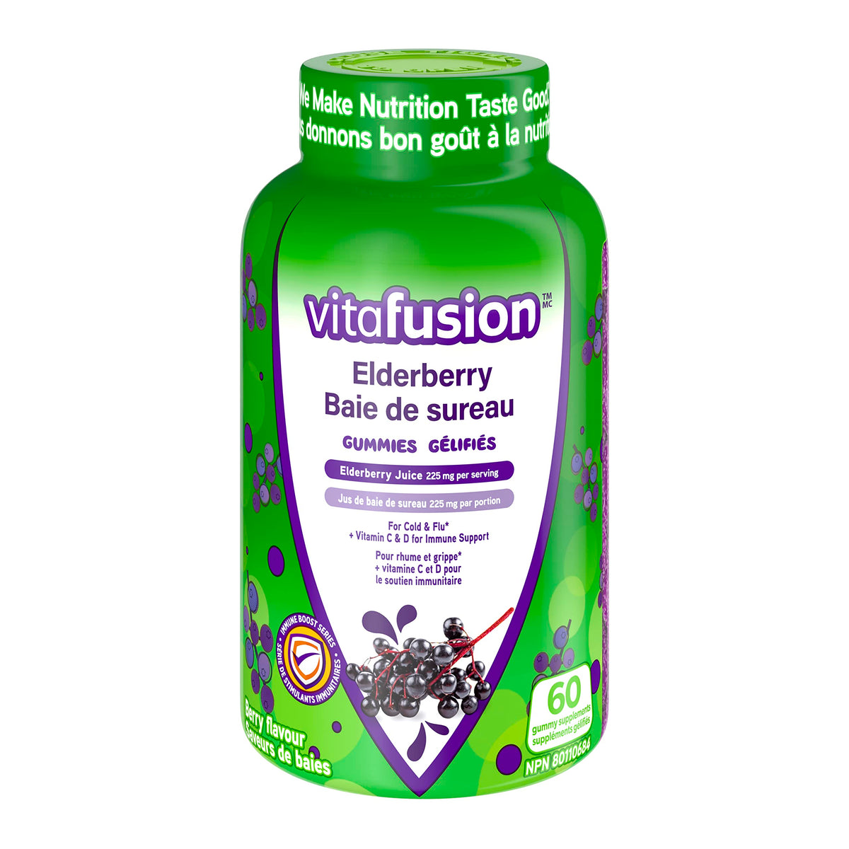 Vitafusion Elderberry Gummy Supplements, 225mg Zinc/day, 60 Count