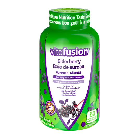 Vitafusion Elderberry Gummy Supplements, 225mg Zinc/day, 60 Count