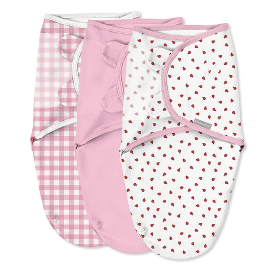 SwaddleMe Original Swaddle – Size Small/Medium, 0-3 Months, 3-Pack (Ladybug Picnic) Easy To Use Newborn Swaddle Wrap Keeps Baby Cozy And Secure And Helps Prevent Startle Reflex
