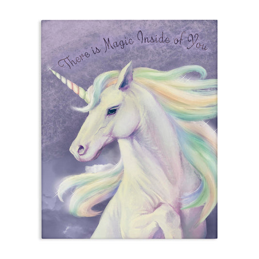 Stupell Industries Magic Inside of You Inspirational Unicorn Quote Purple Pink, Designed by Ziwei Li Wall Art, 16x20, Canvas