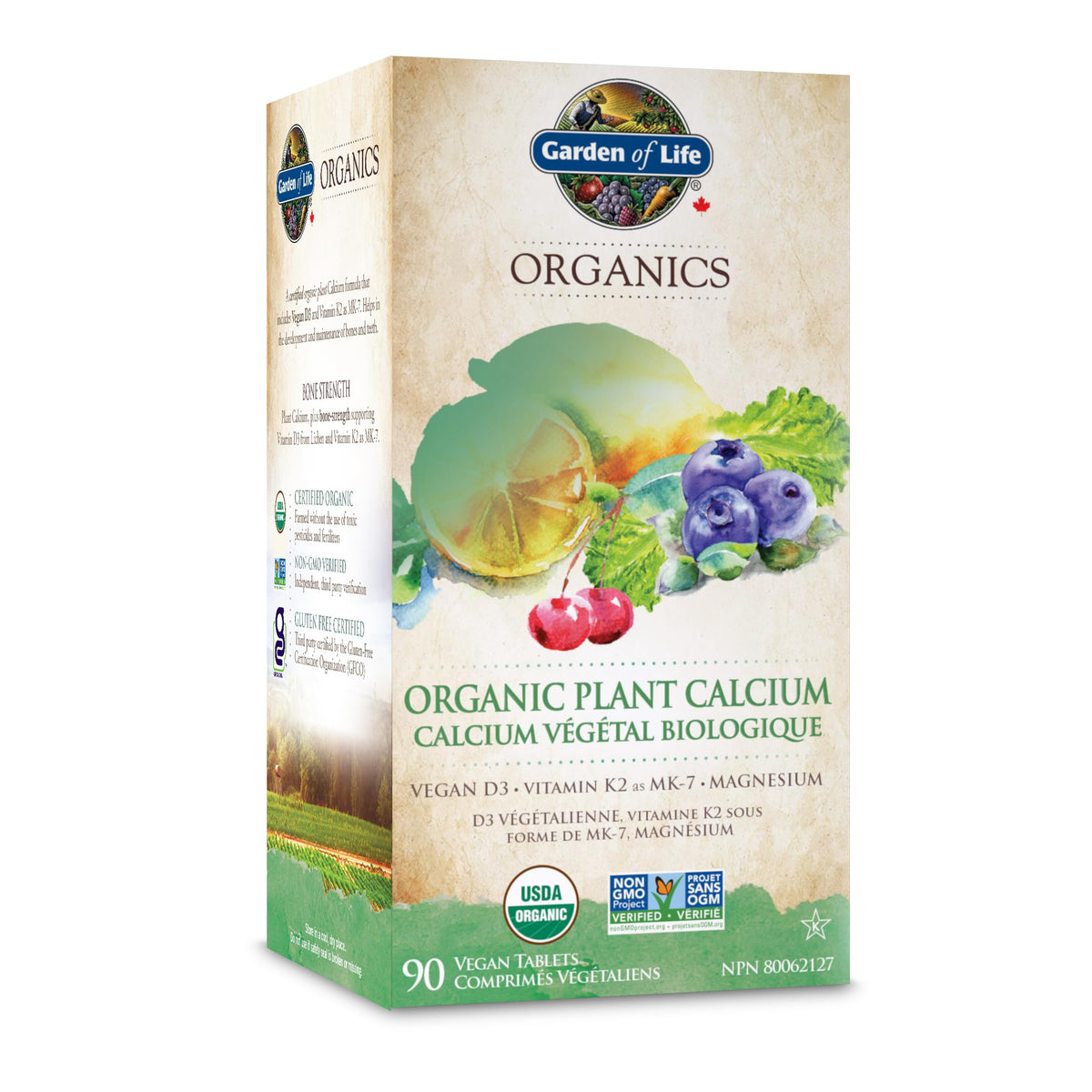 Garden of Life Organics Plant Calcium, 90 Tablets | Supports The Maintenance of Bones and Teeth | 800 mg of Calcium With Magnesium, Vitamin D3 and Vitamin K2 | Non-GMO, Gluten-Free, Vegan, Kosher