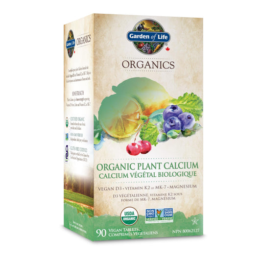 Garden of Life Organics Plant Calcium, 90 Tablets | Supports The Maintenance of Bones and Teeth | 800 mg of Calcium With Magnesium, Vitamin D3 and Vitamin K2 | Non-GMO, Gluten-Free, Vegan, Kosher