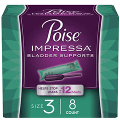 Poise Impressa Incontinence Bladder Supports for Bladder Control, Size 3, 8 Count