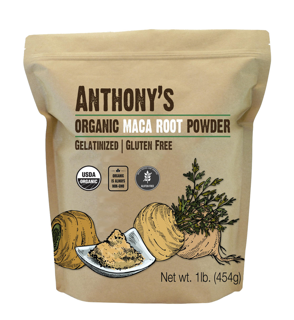 Anthony’s Goods Organic Gelatinized Maca Root Powder, 454g