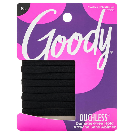 GOODY Seamless Sweatstretch Elastics, Black, 8 Ct.