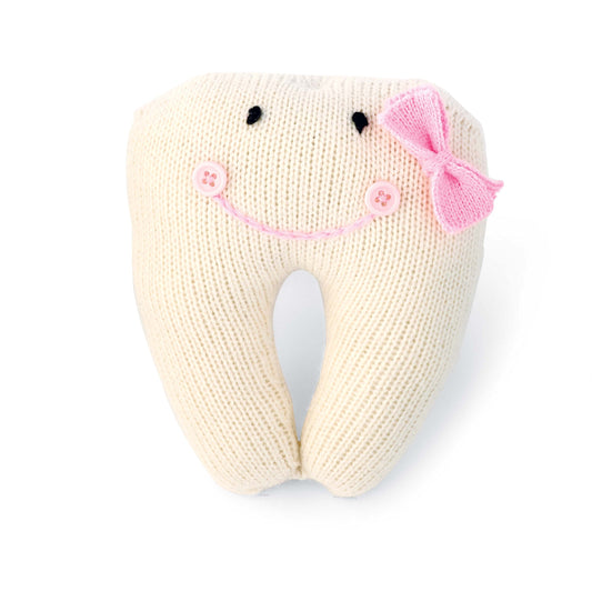 Mud Pie Knit Tooth Pillow, Pink