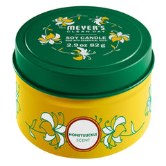 Mrs. Meyer's Clean Day Scented Soy Tin Candle, 12 Hour Burn Time, Made with Soy Wax and Essential Oils, Honeysuckle, 82g Scented Candle