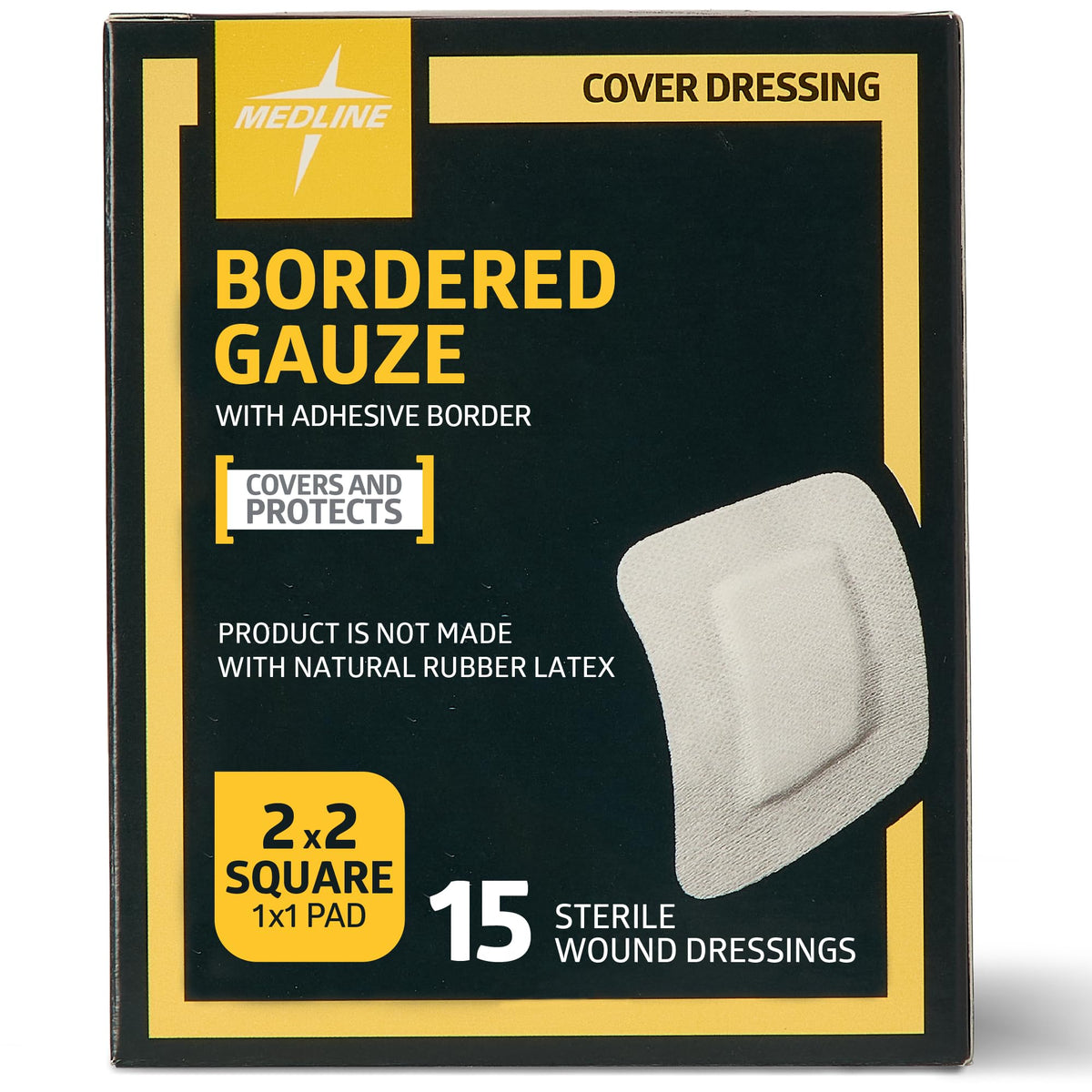 Adhesive Bordered Gauze Dressing, 3-Layer Island Wound Care Bandage, Non-Stick Contact Layer, Absorbent Pad, Water-Resistant Backing