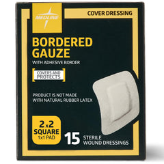 Adhesive Bordered Gauze Dressing, 3-Layer Island Wound Care Bandage, Non-Stick Contact Layer, Absorbent Pad, Water-Resistant Backing