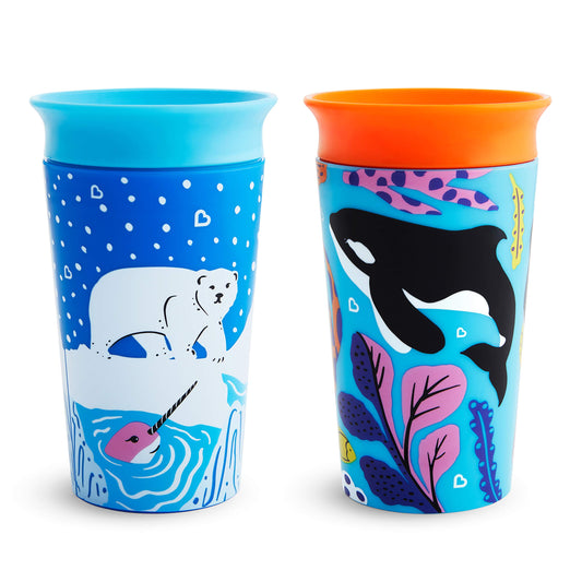 Munchkin Miracle 360˚ Wildlove Sippy Cup, 9 Ounce, Polar Bear/Orca, 2 Pack