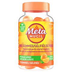 Metamucil Fibre Gummies, No Sugar Added, Daily Supplement, Prebiotic Plant-Based Fibre Blend, Orange Flavour, 72 Gummies