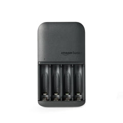 Amazon Basics Rechargeable AA Batteries NiMH (x4) with 4 Bay Battery Charger, Type A (American) Plug