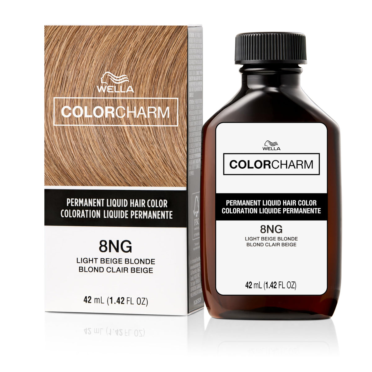 WELLA Color Charm Permanent Liquid Hair Color for Gray Coverage, 8NG Light Beige Blonde