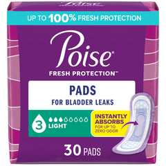 Poise Incontinence Pads, Light Absorbency, Regular Length, 120 Count (4 Packs of 30)