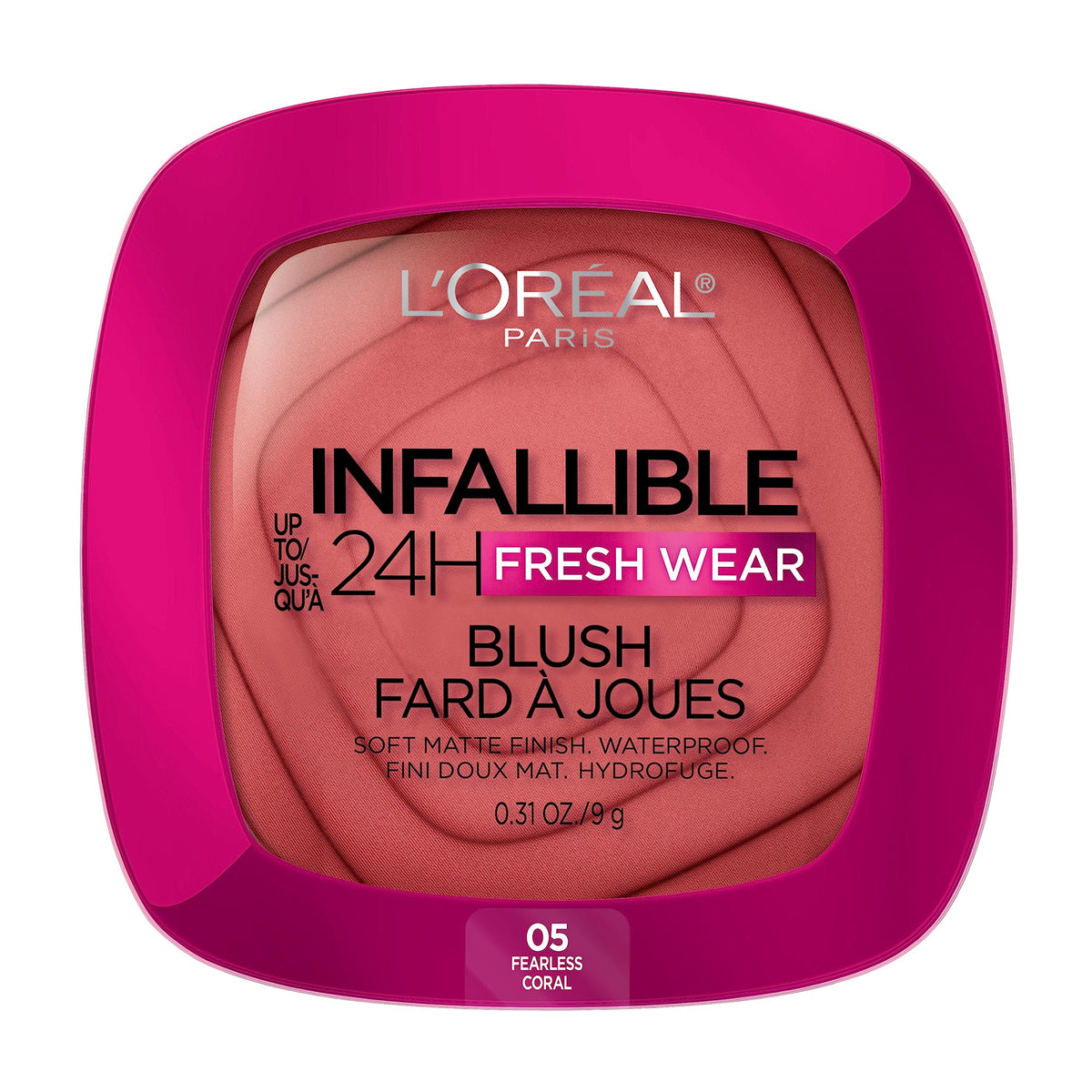 L’Oréal Paris Infallible 24H Freshwear Blush, Long-Lasting, Waterproof & Soft Matte Finish, Fearless Coral, 9g