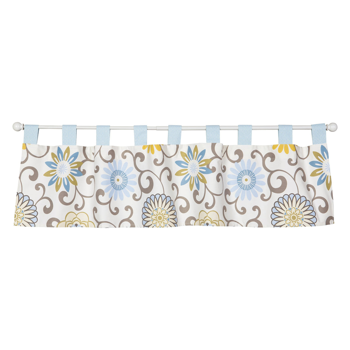 Trend Lab Waverly Baby Pom Pom Spa Window Valance, Blue/Cream/Green/Gray