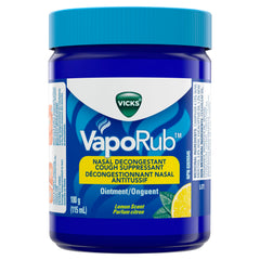 Vicks VapoRub Nasal Decongestant, Cough Suppressant, Relief from Cold, Aches, & Pains, Chest Rub Ointment, Lemon scent, 100 g/115 mL
