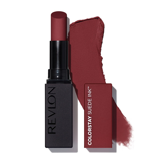 REVLON Lipstick, ColorStay Suede Ink, Built-in Primer, Infused with Vitamin E, Waterproof, Smudgeproof, Matte Color, 019 In the Zone (Pack of 1)