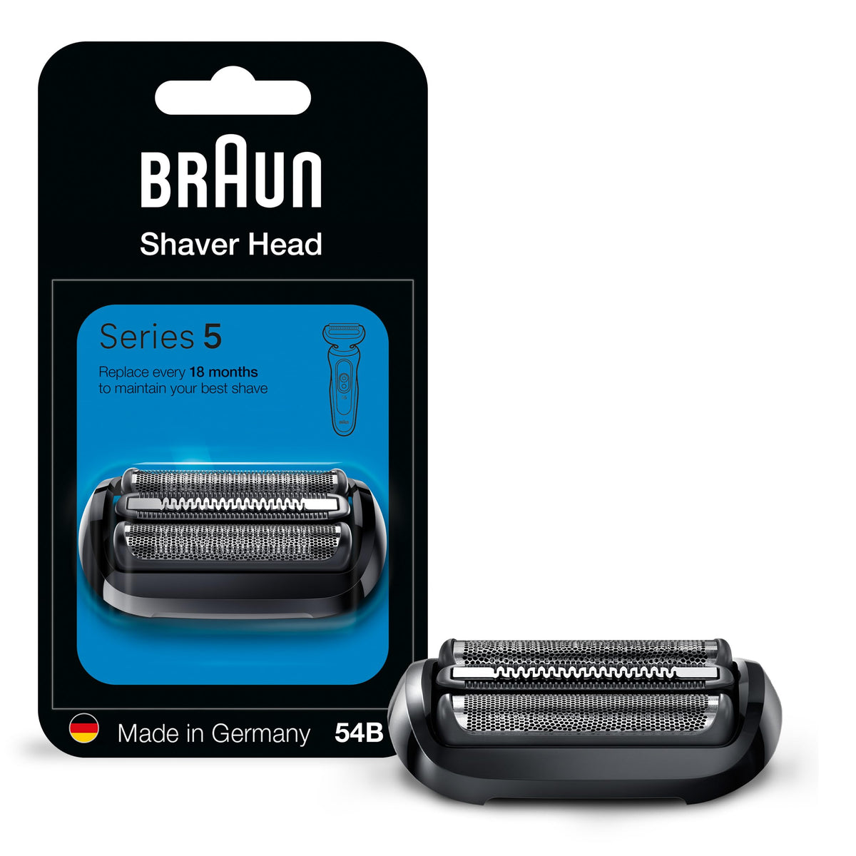 Braun Series 5 Electric Shaver Replacement Head, Easily Attach Your Shaver Head for a shave as efficient as day one, Compatible with New Generation Series 5 Shavers, 54B, Black