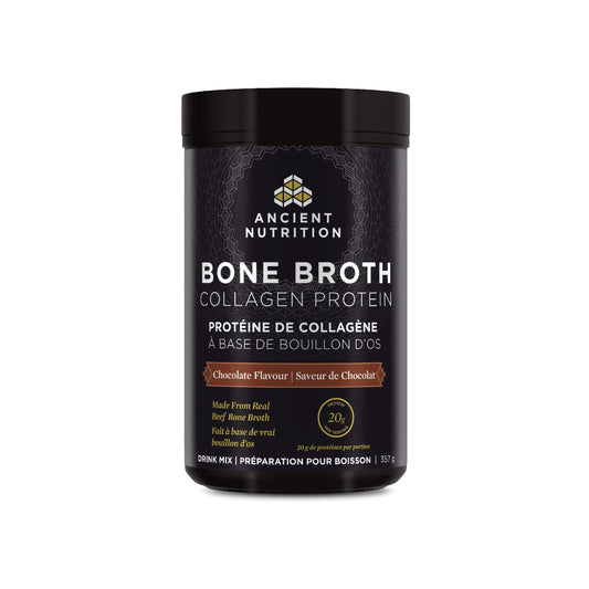 Ancient Nutrition Bone Broth Collagen Protein - Chocolate, Formulated by Dr. Josh Axe, Collagen Peptides, Supports Joints, Skin and Nails, Made Without Added Sugar, Gluten & Dairy, 357 Grams