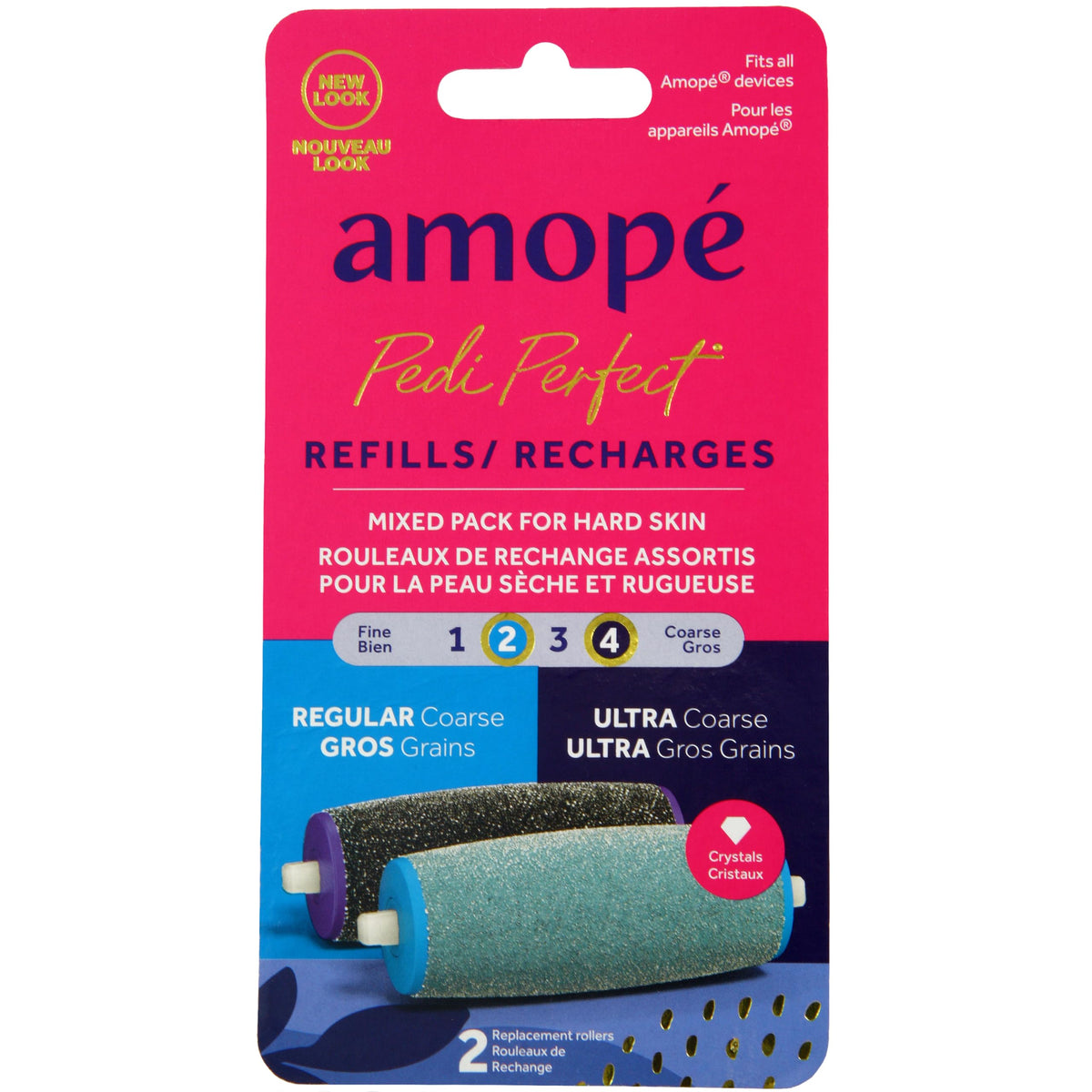 Amope Pedi Perfect Mixed Pack Roller Heads Ultra Coarse Regular Coarse 2 refills