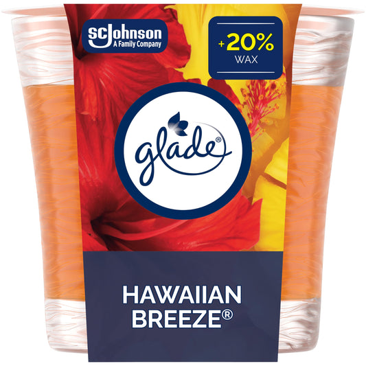 Glade Scented Candle, Aromatherapy Candle Air Freshener Infused with Essential Oils for Home Fragrance, 1-Wick, Hawaiian Breeze