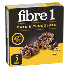 FIBRE 1 Oats and Chocolate Chewy Bars, Naturally Flavoured, Pack of 5 Bars, Snack Bars