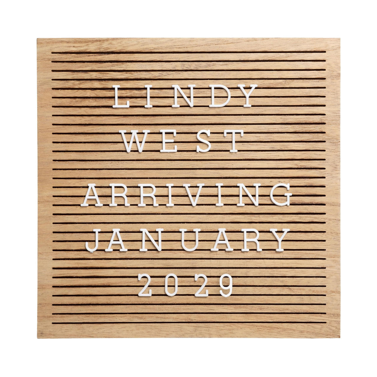 Pearhead Classic Wooden Letterboard for Home Décor, Baby Announcement or Pregnancy Announcement, Baby Keepsake Photo Sharing Prop, Milestone Moments Letterboard