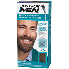 Just For Men Mustache & Beard, Beard Dye for Men with Brush Included for Easy Application, With Biotin Aloe and Coconut Oil for Healthy Facial Hair, Medium-Dark Brown, M-40 (1 Count), Packaging May Vary