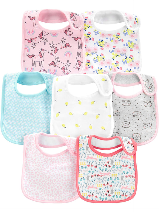 Simple Joys by Carter's Girls' 7-Pack Teething Bibs, Multi, One Size