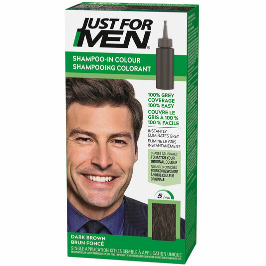 Just For Men Shampoo-In Color, Hair Color for Men with Keratin and Vitamin E for Stronger Hair - Dark Brown, H-45, Pack of 1