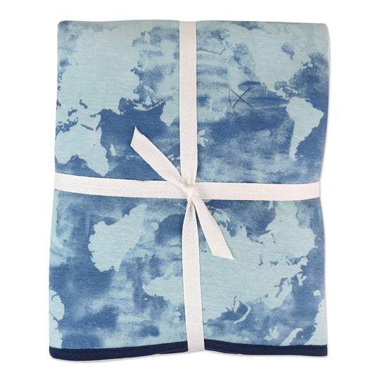 HonestBaby Unisex-Baby Organic Cotton Reversible Baby Blanket, Watercolor World, One Size