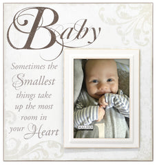 Malden International Designs Crème Silkscreened Wood Baby Picture Frame Holds 5 by 7-Inch Photo