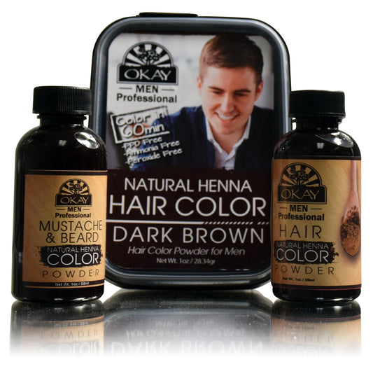 OKAY | Men's Henna Hair Color Dark Brown | For All Hair Types & Textures | Rich, Vibrant Color | Made with Premium Botanical Ingredients | Chemical Free | 2 oz