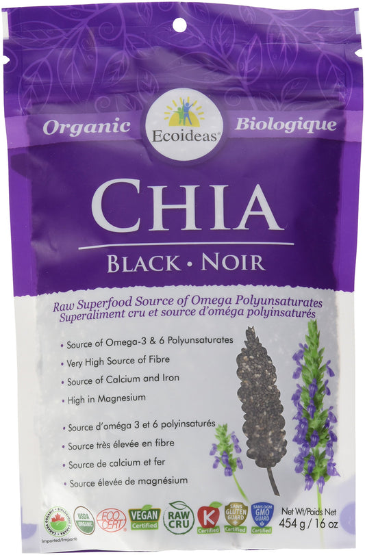 Ecoideas Organic Black Chia Seeds, 454g