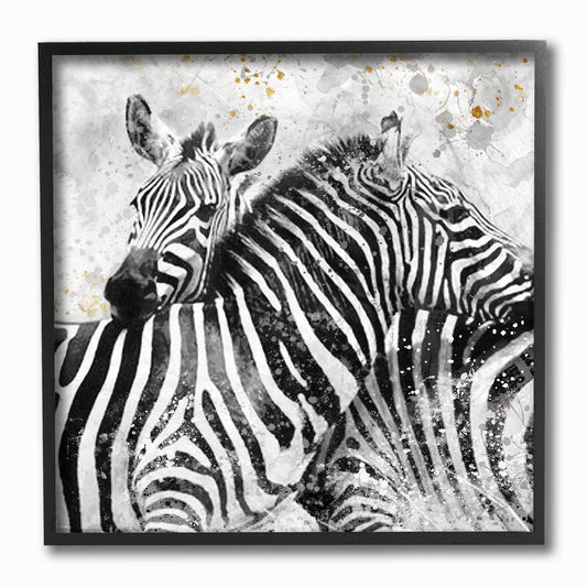 Stupell Industries Home Black and White Paint Splatter Textural Zebra Stretched Canvas Wall Art, Multi-Color, 12 x 12