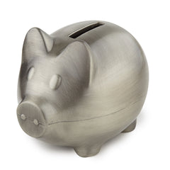 Elegance 80035 Piggy Bank Pewter Finish Plain Silver, Multi Color
