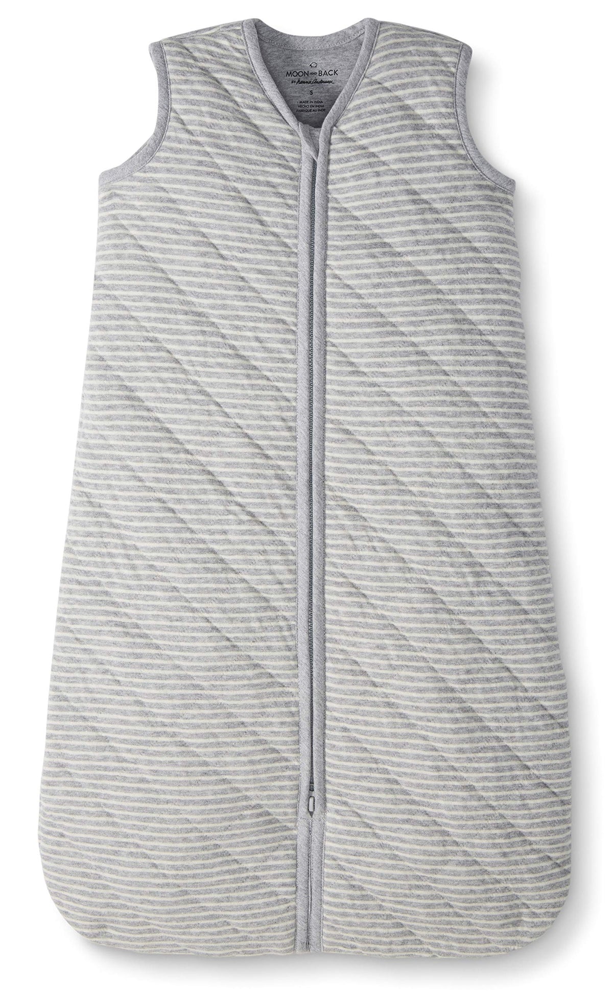 Moon and Back by Hanna Andersson Unisex Babies' Wearable Blanket Sleepwear, Grey White Stripe, 6-18 Months