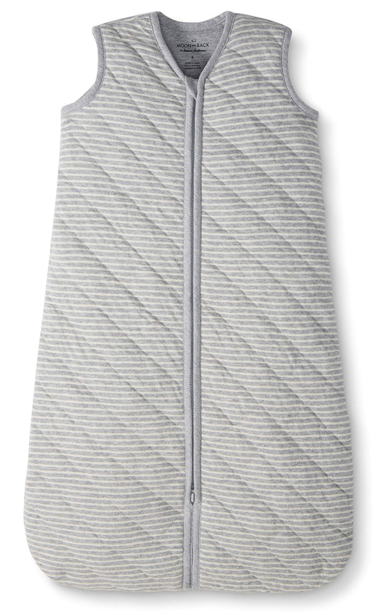 Moon and Back by Hanna Andersson Unisex Babies' Wearable Blanket Sleepwear, Grey White Stripe, 6-18 Months