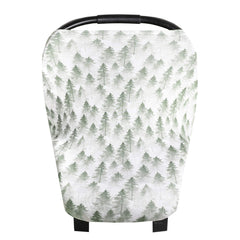 Baby Car Seat Cover Canopy and Nursing Cover Multi-Use Stretchy 5 in 1 Gift"Evergreen" by Copper Pearl