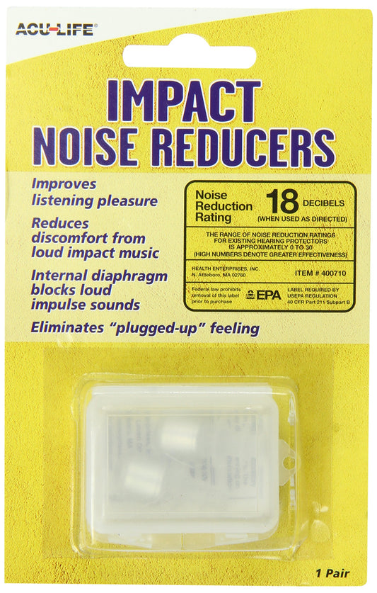 Acu-Life Ear Plugs, Ear Plugs for Sleeping, Snoring, Loud Noise, Concerts, Construction, Studying & Traveling, NRR 18, 1 Pair, Silver