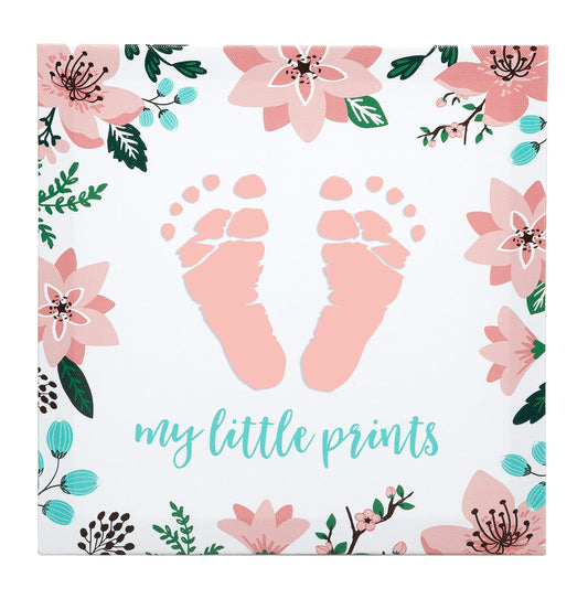 Kate & Milo Floral Baby Print Canvas, Handprint or Footprint Art, Baby Girl Nursery Decor, Floral Canvas, Multi-color, One Size